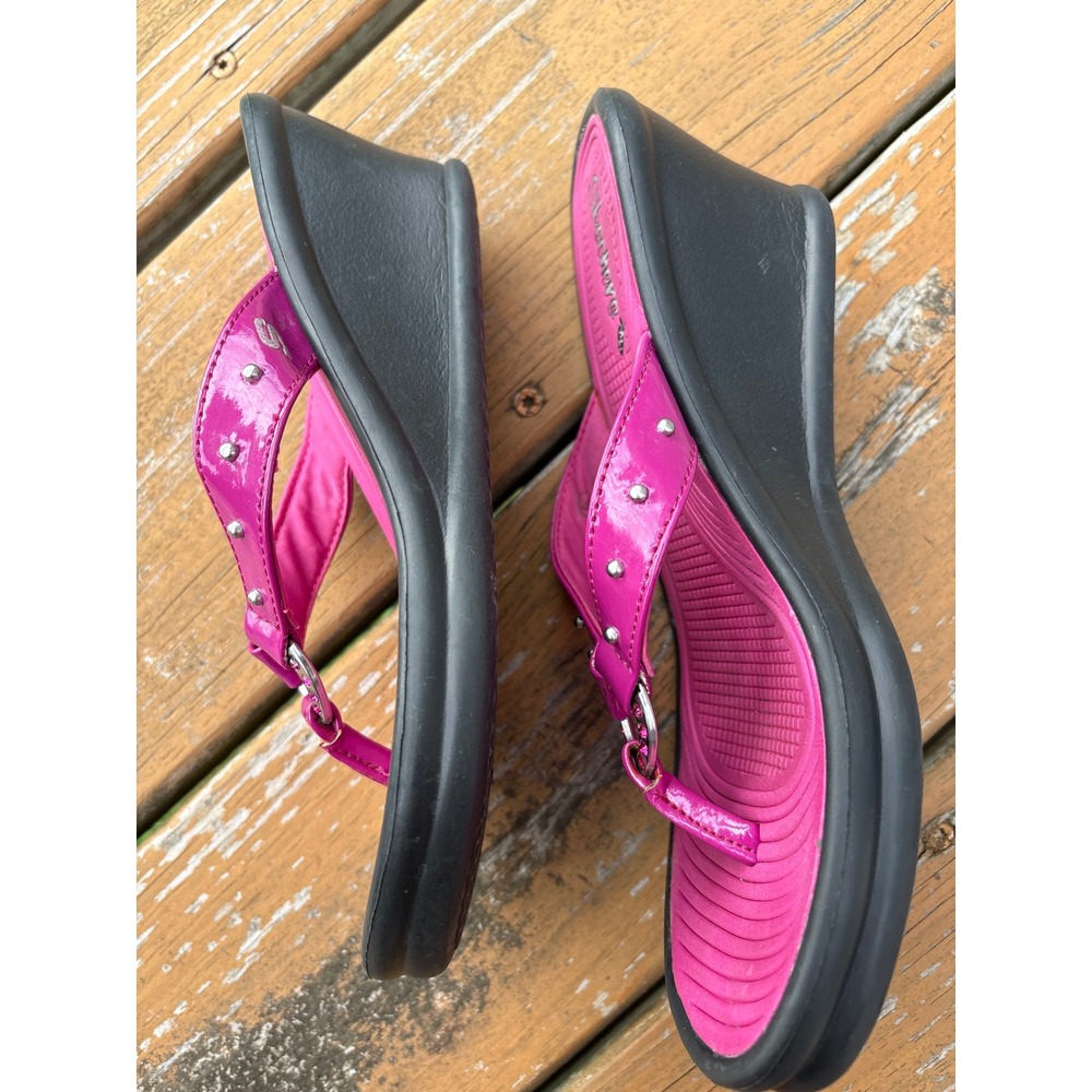 Skechers Cali Womens Pink Black Wedge Flip Flops Studded Platform Sandals Size 6 - Picture 4 of 8